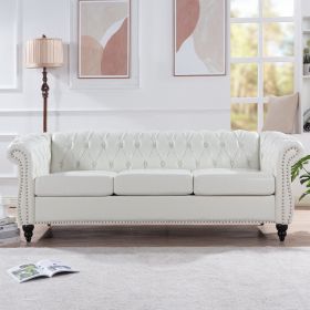 84.65" Rolled Arm Chesterfield 3 Seater Sofa