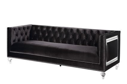 Heibero Sofa w/2 Pillows; Black Velvet 56995