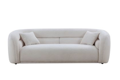 Mid Century Modern Curved Living Room Sofa; 3-Seat Boucle Fabric Couch for Bedroom; Office; Apartment; White