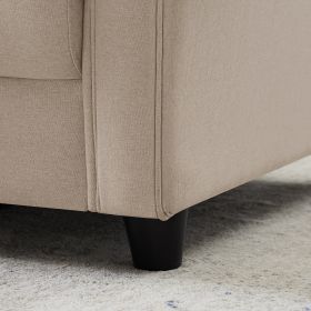 2042 Beige yellow three-seat sofa; linen