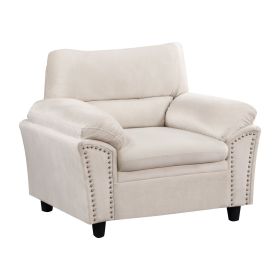 1 Seater Cloud Sofa Velvet Couch for Living Room; Bedroom; Office Beige