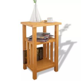 vidaXL End Table with Magazine Shelf Solid Oak Wood 10.6"x13.8"x21.7"