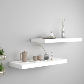 vidaXL Floating Wall Shelves 2 pcs White 23.6"x9.3"x1.5" MDF