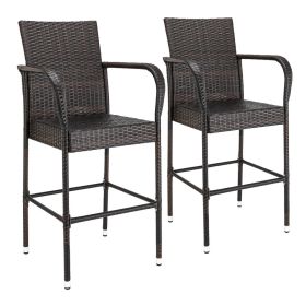 2pcs High Bar Chair Brown Gradient