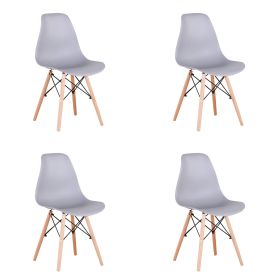 A Set of 4 Living Room Chairs,Dining Chairs Natural Beech Chairs with ABS backrest XH