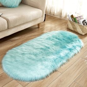 Fluffy 6cm Plush Carpet Fuzzy Wool Floor Mat Multicolor Oval Soft Living Room Bedroom Aldult Boys Girls Home Decor Cute Fashion (Color: Light Blue, size: 60*120cm)