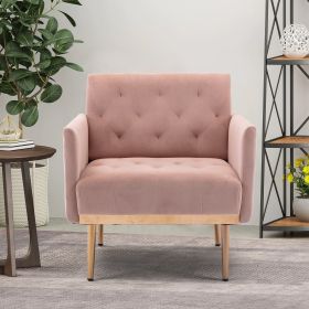 Accent Chair ,leisure single sofa with Rose Golden feet (Color: Pink)