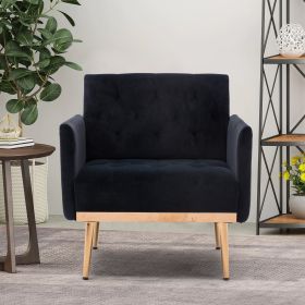 Accent Chair ,leisure single sofa with Rose Golden feet (Color: Black)