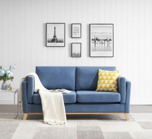 Modern and comfortable  fabric sofa with soft cushion and arm loveseat (Color: Blue)