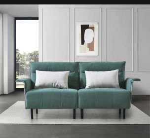 HQ-282 Sofa Couch, Suede Mid-Century Tufted Love Seat for Living Room (Color: Green)