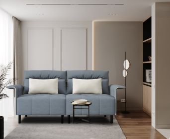 HQ-282 Sofa Couch, Suede Mid-Century Tufted Love Seat for Living Room (Color: LIGHT GREY)