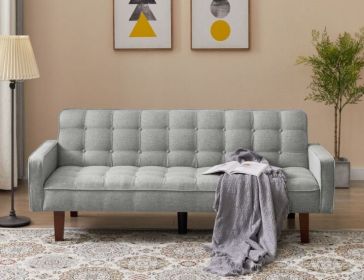 Solid Color Tufetd Sofa Save Space for Living Room (Color: gray)