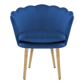 Shell shaped velvet fabric armchair; living room bedroom YELLOW (Color: Blue)