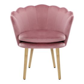 Shell shaped velvet fabric armchair; living room bedroom YELLOW (Color: Pink)
