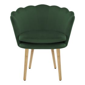 Shell shaped velvet fabric armchair; living room bedroom YELLOW (Color: Green)