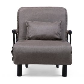 Lounge Chair Adjustable Folding Dual-Purpose Chair Sofa Bed Recliner Chair - with pillow (Color: Brown)