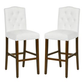 Set of 2 traditional Upholstered high stools, black (Color: White)